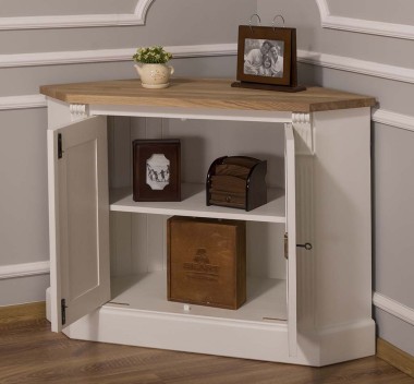 Corner sideboard, 2 doors, oak top, BAS, Directoire Collection