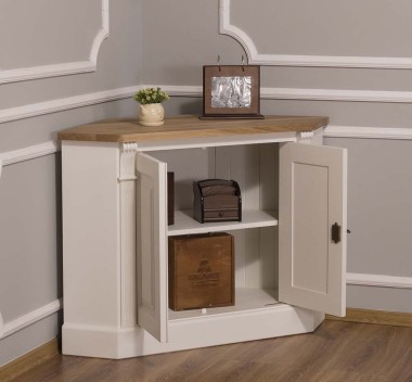 Corner sideboard, 2 doors, oak top, BAS, Directoire Collection