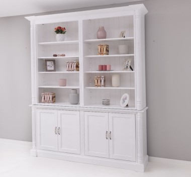 Large bookcase with ornaments, 4 doors and open space, BAS + SUP