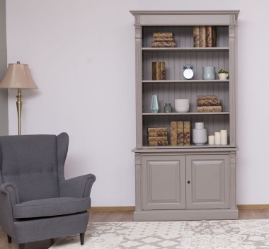 2-door BAS Bookcase + SUP open display case, Directoire Collection