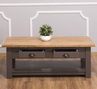 Coffee table with 2 drawers 120x65x45cm, oak top