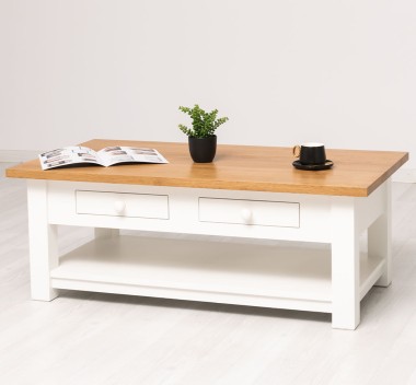 Coffee table with 2 drawers 120x65x45cm, oak top