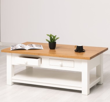 Coffee table with 2 drawers 120x65x45cm, oak top