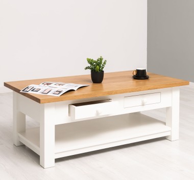 Coffee table with 2 drawers 120x65x45cm, oak top