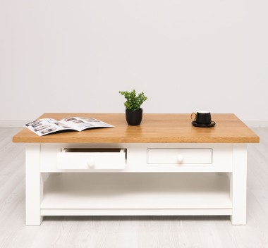 Coffee table with 2 drawers 120x65x45cm, oak top