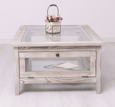 Coffee table with glass, 4 glass doors 120cm