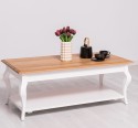 Coffee table curved legs 1 shelf oak top