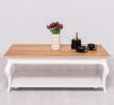 Coffee table curved legs 1 shelf oak top