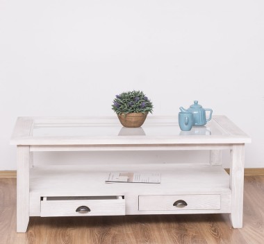 Square coffee table with glass