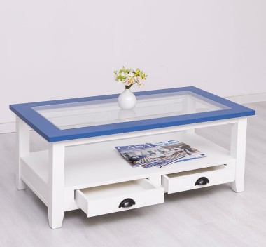 Square coffee table with glass