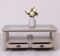 Square coffee table with glass