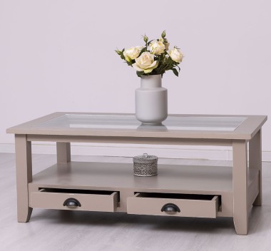 Square coffee table with glass