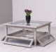 Square coffee table with glass and glass doors 90x90cm