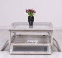 Square coffee table with glass and glass doors 90x90cm