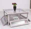 Square coffee table with glass and glass doors 90x90cm