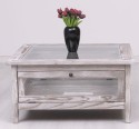 Square coffee table with glass and glass doors 90x90cm