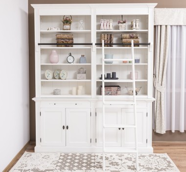 Bookcase with four doors, 200 x 40 x 240 cm, MDF, with ladder