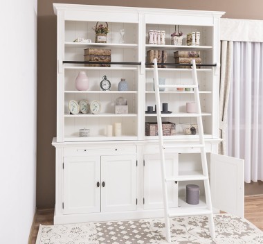 Bookcase with four doors, 200 x 40 x 240 cm, MDF, with ladder