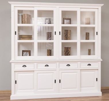 Buffet cabinet with eight sliding doors and four drawers, 220 x 51 x 220 cm, MDF