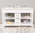 Bathroom cabinet for 2 sinks with 3 drawers, turned legs - sinks are not included in the price