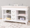 Bathroom cabinet for 2 sinks with 3 drawers, turned legs - sinks are not included in the price