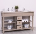 Bathroom cabinet for 2 sinks with 3 drawers, turned legs - sinks are not included in the price