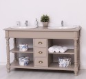 Bathroom cabinet for 2 sinks with 3 drawers, turned legs - sinks are not included in the price