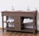 Bathroom cabinet for 2 sink with 3 drawers, turned legs, oak top - sink are not included in the pric