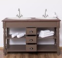 Bathroom cabinet for 2 sink with 3 drawers, turned legs, oak top - sink are not included in the pric