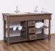 Bathroom cabinet for 2 sink with 3 drawers, turned legs, oak top - sink are not included in the pric