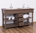 Bathroom cabinet for 2 sink with 3 drawers, turned legs, oak top - sink are not included in the pric