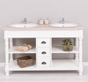 Bathroom cabinet for 2 sink with 3 drawers, turned legs, oak top - sink are not included in the pric