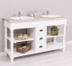 Bathroom cabinet for 2 sink with 3 drawers, turned legs, oak top - sink are not included in the pric