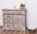 Ornamental bathroom cabinet for sink with 3 drawers and 1 door, oak top - sink is not included in th