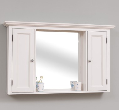 Bathroom mirror with 2 storage spaces with door