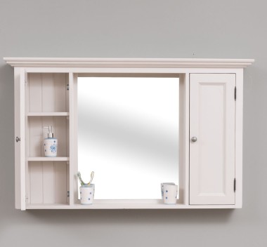 Bathroom mirror with 2 storage spaces with door