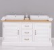 Bathroom base unit shutter doors - without sinks, oak top