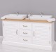 Bathroom base unit shutter doors - without sinks, oak top