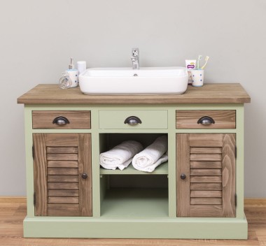 Bathroom cabinet with 2 lamellar doors - sinks are not included in the price