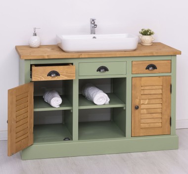 Bathroom cabinet with 2 lamellar doors - sinks are not included in the price