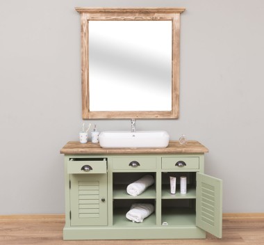 Bathroom cabinet with 2 lamellar doors - sinks are not included in the price