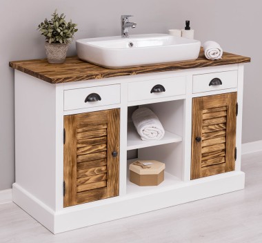 Bathroom cabinet with 2 lamellar doors - sinks are not included in the price