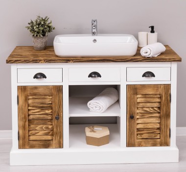 Bathroom cabinet with 2 lamellar doors - sinks are not included in the price