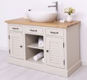 Bathroom cabinet with 2 lamellar doors - sinks not included in the price, oak top