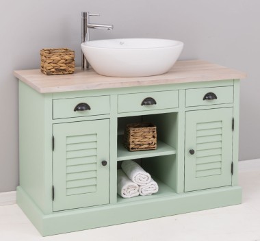 Bathroom cabinet with 2 lamellar doors - sinks not included in the price, oak top