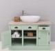 Bathroom cabinet with 2 lamellar doors - sinks not included in the price, oak top