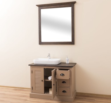 Bathroom cabinet with 2 lamellar doors, 3 drawers - sinks are not included in the price