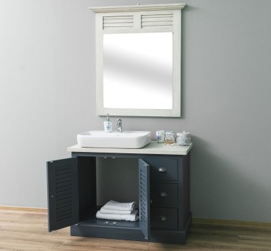 Bathroom cabinet with 2 lamellar doors, 3 drawers - sinks are not included in the price