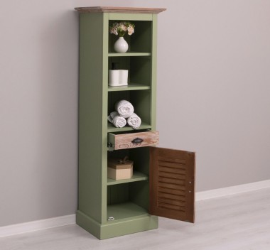 Bathroom furniture with a shutter door, a drawer and two shelves