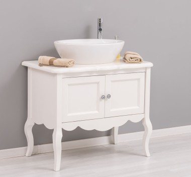 Bathroom furniture with curved legs, two doors